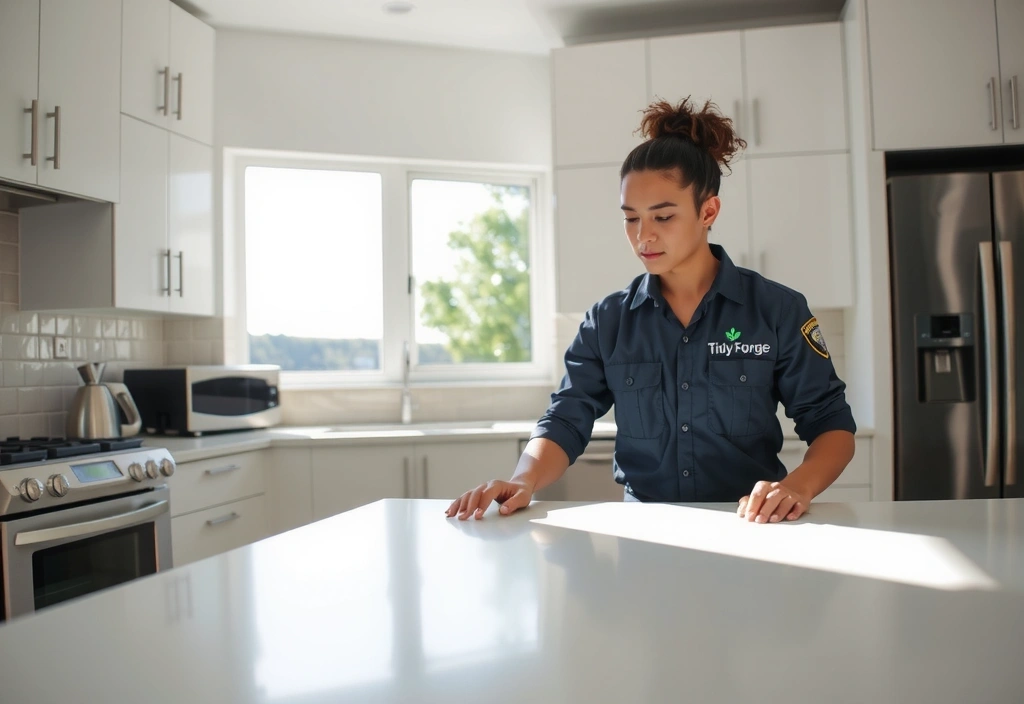 A TidyForge supervisor inspecting a freshly cleaned area, ensuring the highest quality standards are met.
