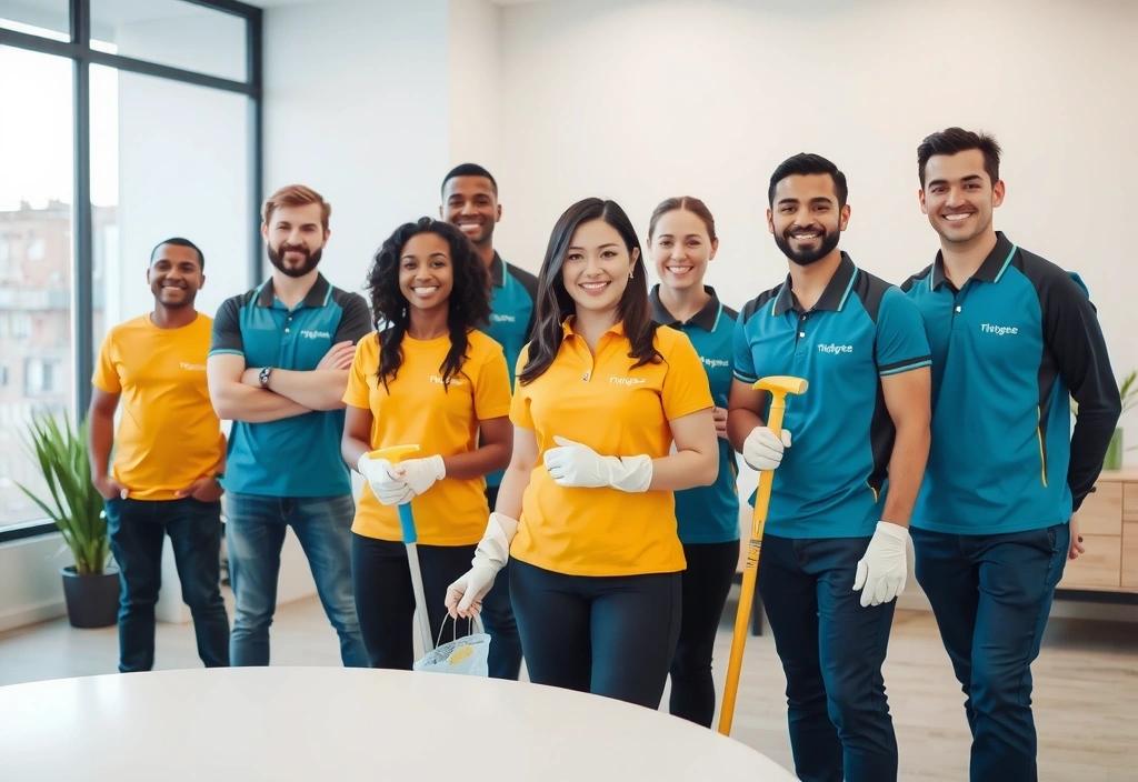 TidyForge cleaning staff smiling and working