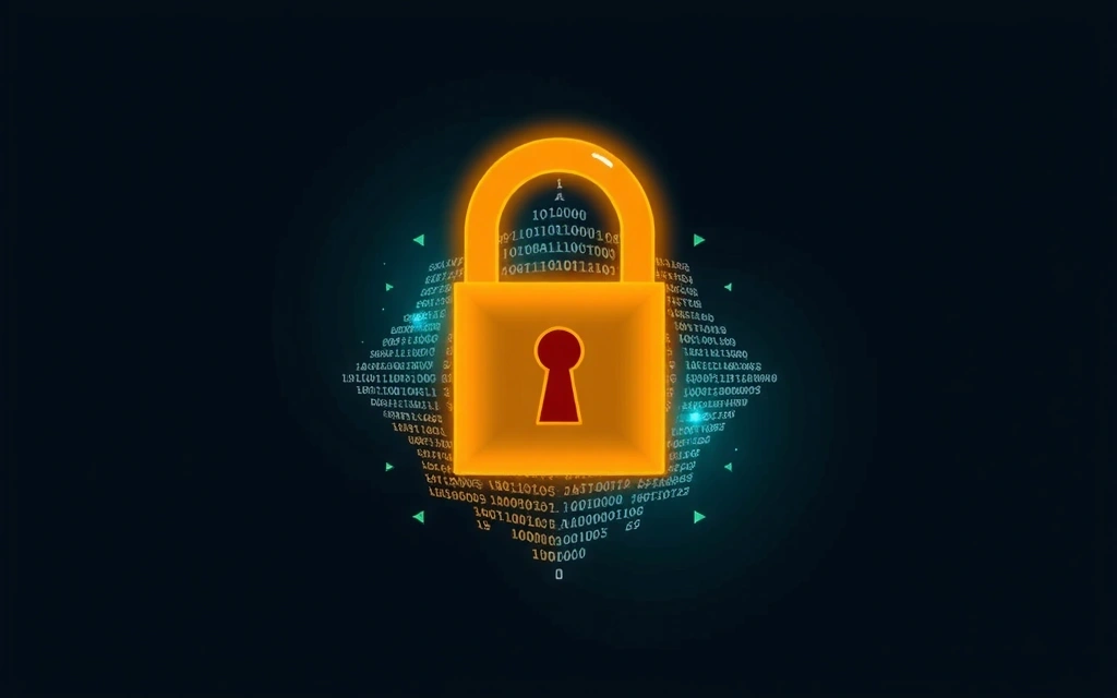 Digital privacy concept with padlock and binary code